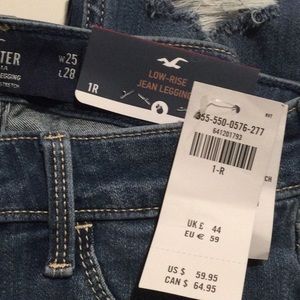 NWT Hollister jean leggings, 1R W25 L28